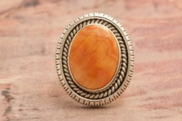 Artie Yellowhorse Genuine Spiny Oyster Shell Sterling Silver Navajo Ring